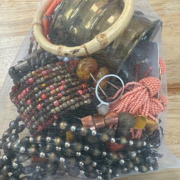 Boho Beaded Jewelry Mystery Lot W/ Bracelets Earrings & Cuffs Earthy Fall Color - Picture 4 of 10
